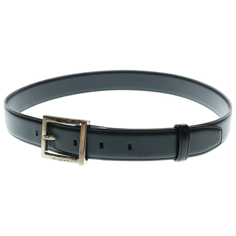 BVLGARI(ブルガリ) ロゴマーク付き シルバーバックルベルト ブラック/シルバー