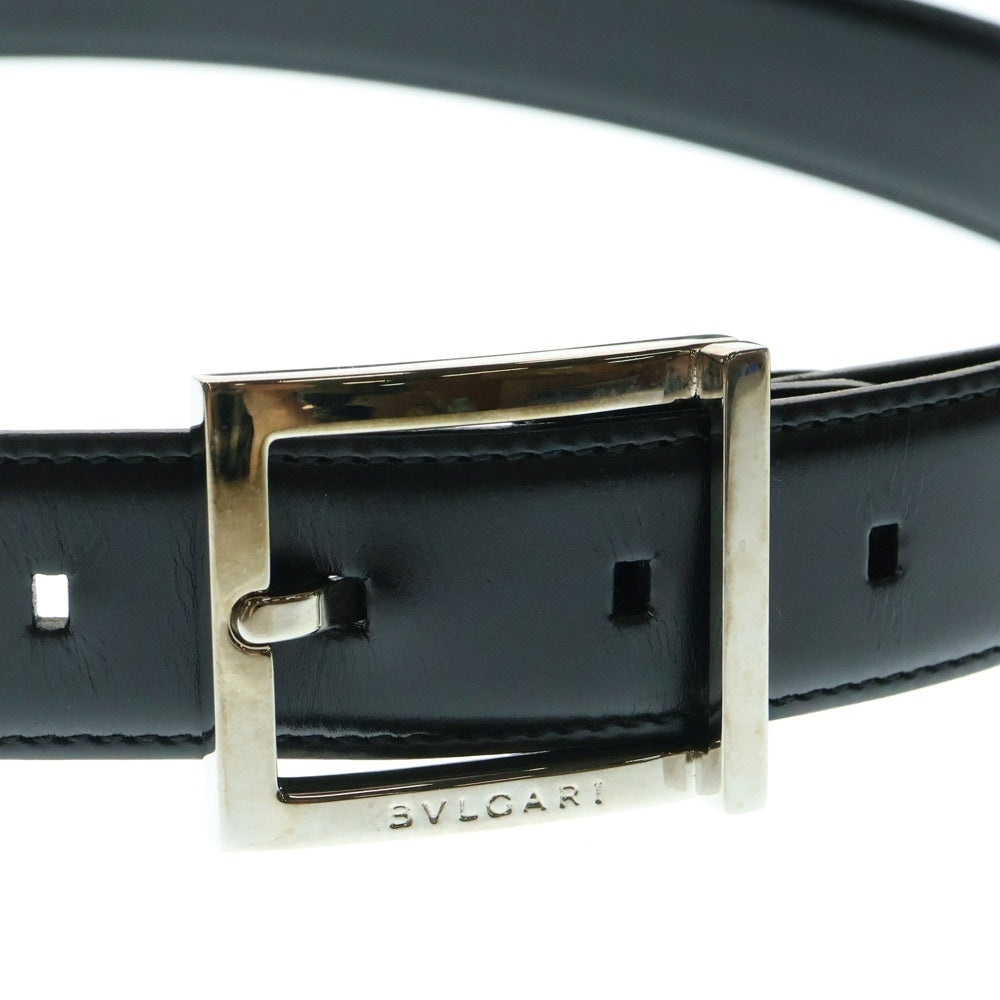 BVLGARI(ブルガリ) ロゴマーク付き シルバーバックルベルト ブラック/シルバー