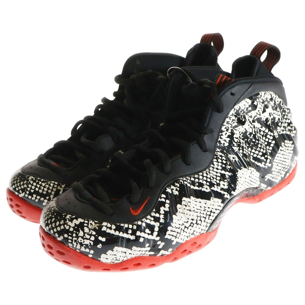 NIKE(ナイキ) AIR FOAMPOSITE ONE 314996-101 エアフォームポジットワン アルビノスネークスキン ハイカットスニーカー ブラック/ホワイト US12/30cm