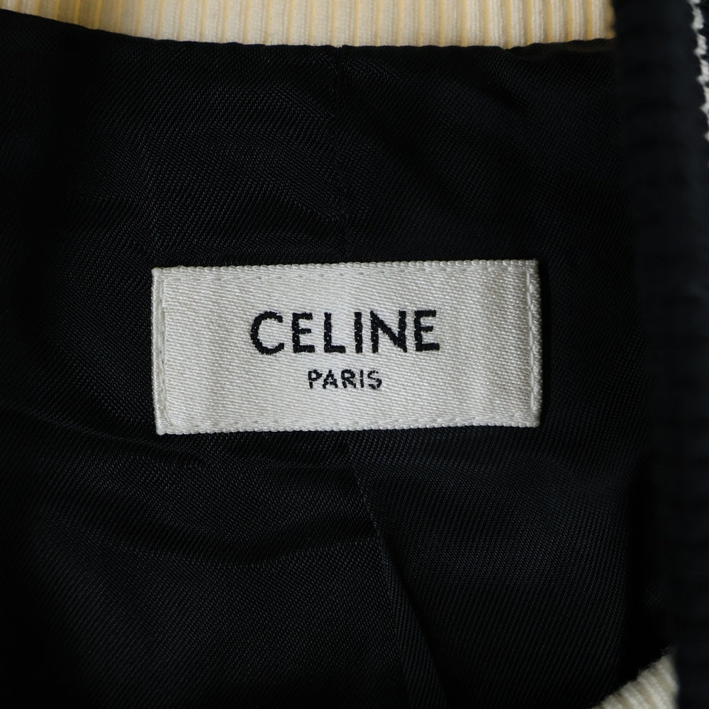 CELINE(セリーヌ) ロゴ刺繡 トリオンフ サイドライン テクニカルジャージ トラックジャケット ブラック/ホワイト 2Y14H121O.38EC