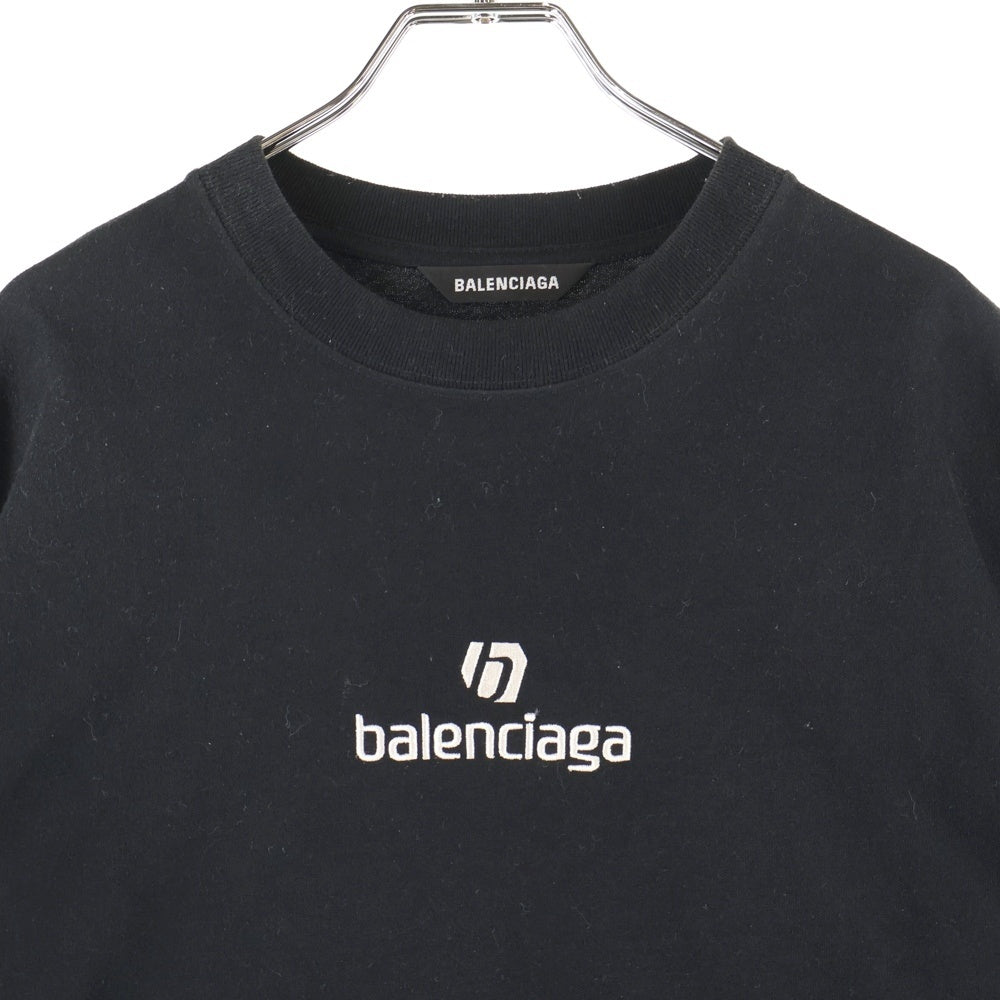 BALENCIAGA(バレンシアガ) Sponsor Logo スポンサーロゴ刺繍 半袖Tシャツ カットソー ブラック 612966 TJVD9