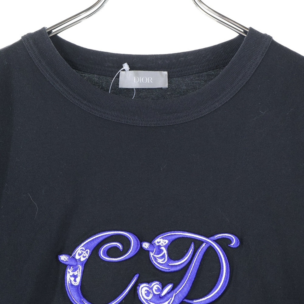 Christian Dior(クリスチャンディオール) 21AW ×KENNY SCHARF Logo T-Shirt ケニーシャーフ ロゴ刺繍 クルーネック半袖Tシャツカットソー ブラック 193J697A0677