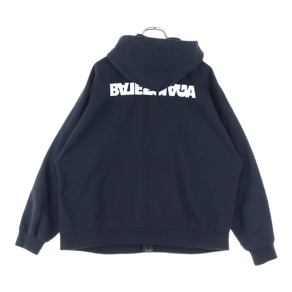 BALENCIAGA(バレンシアガ) 21AW バックロゴ ターンワイドフィット ジップアップパーカー ブラック 674719 TLVB4