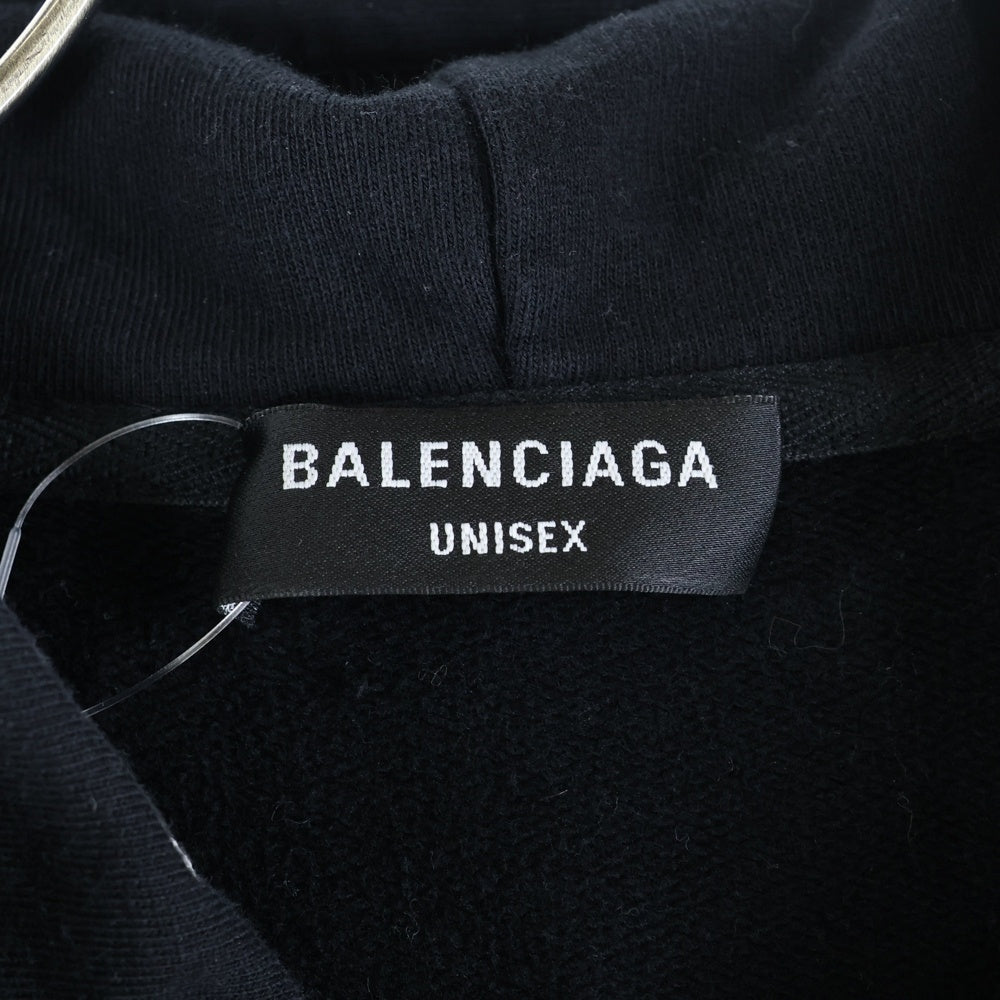 BALENCIAGA(バレンシアガ) 21AW バックロゴ ターンワイドフィット ジップアップパーカー ブラック 674719 TLVB4