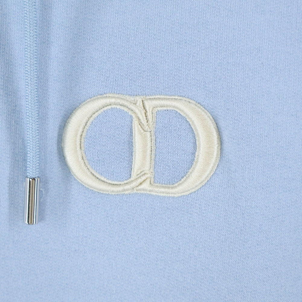 Christian Dior(クリスチャンディオール) 23AW CD ICON ロゴ刺繍 プルオーバースウェットパーカー フーディー ライトブルー 113J698A0531