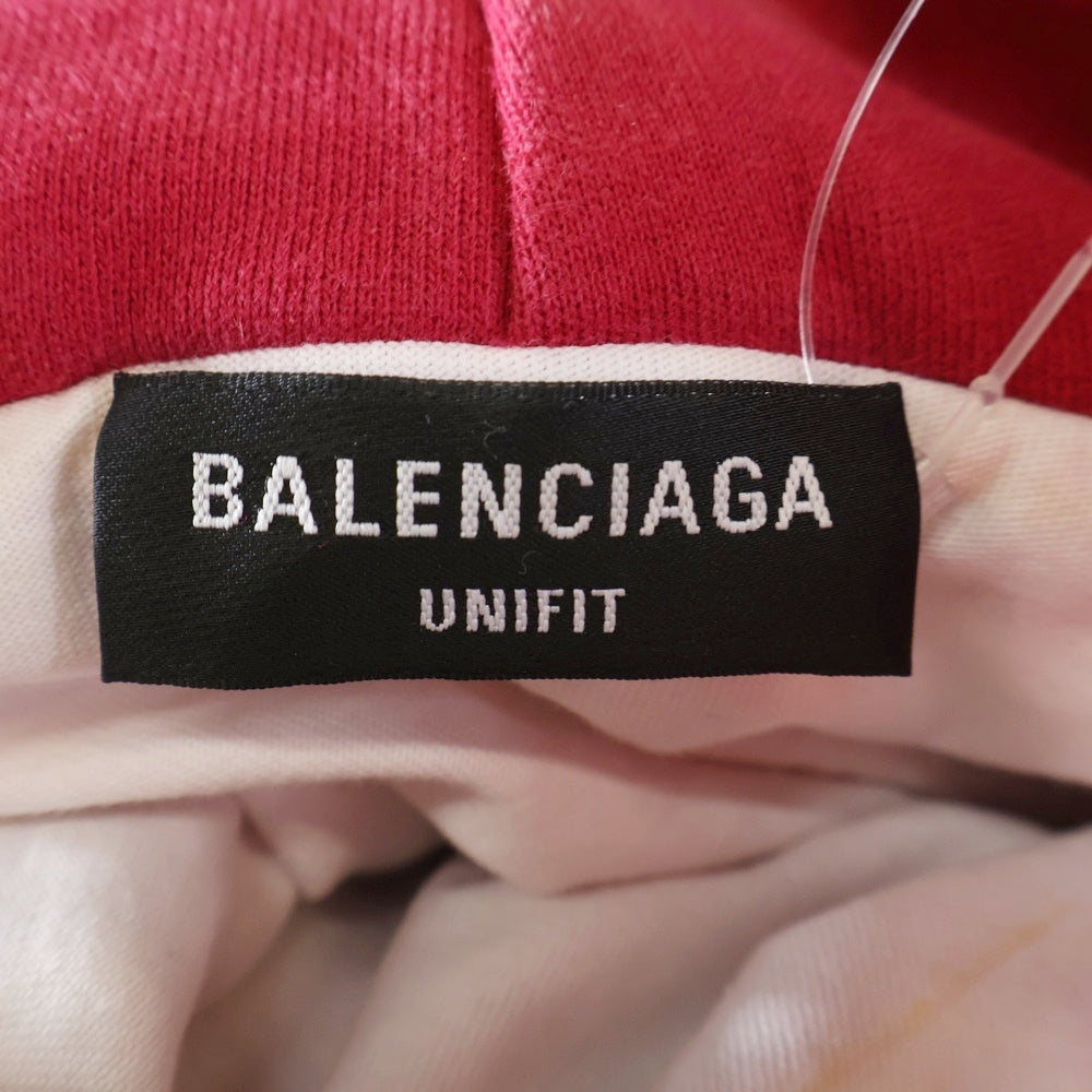 BALENCIAGA(バレンシアガ) 21SS Caps Destroyed Hoodie 659403 TKVB6 キャップス デストロイド フーディ プルオーバーパーカー フーディ ダメージ加工 レッド