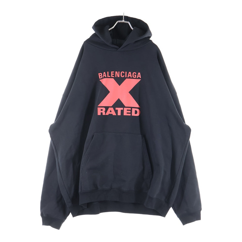 BALENCIAGA(バレンシアガ) 20SS X-Rated Large Fit Hoodie エックスレイテッドラージフィットフーディ プルオーバーパーカー ブラック 620973