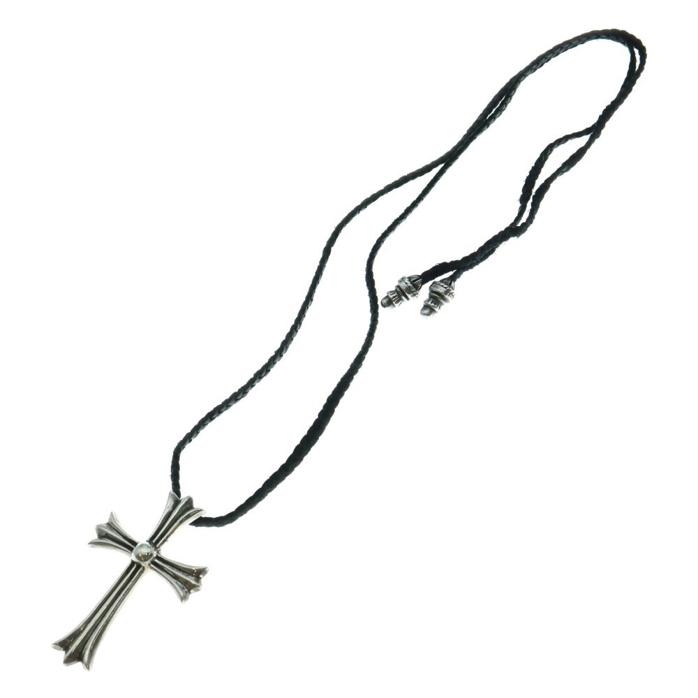 CHROME HEARTS(クロムハーツ) CH CRS LG BC ラージCHクロスペンダント Wボロチップ レザーブレイドネックレス シルバー BCA214