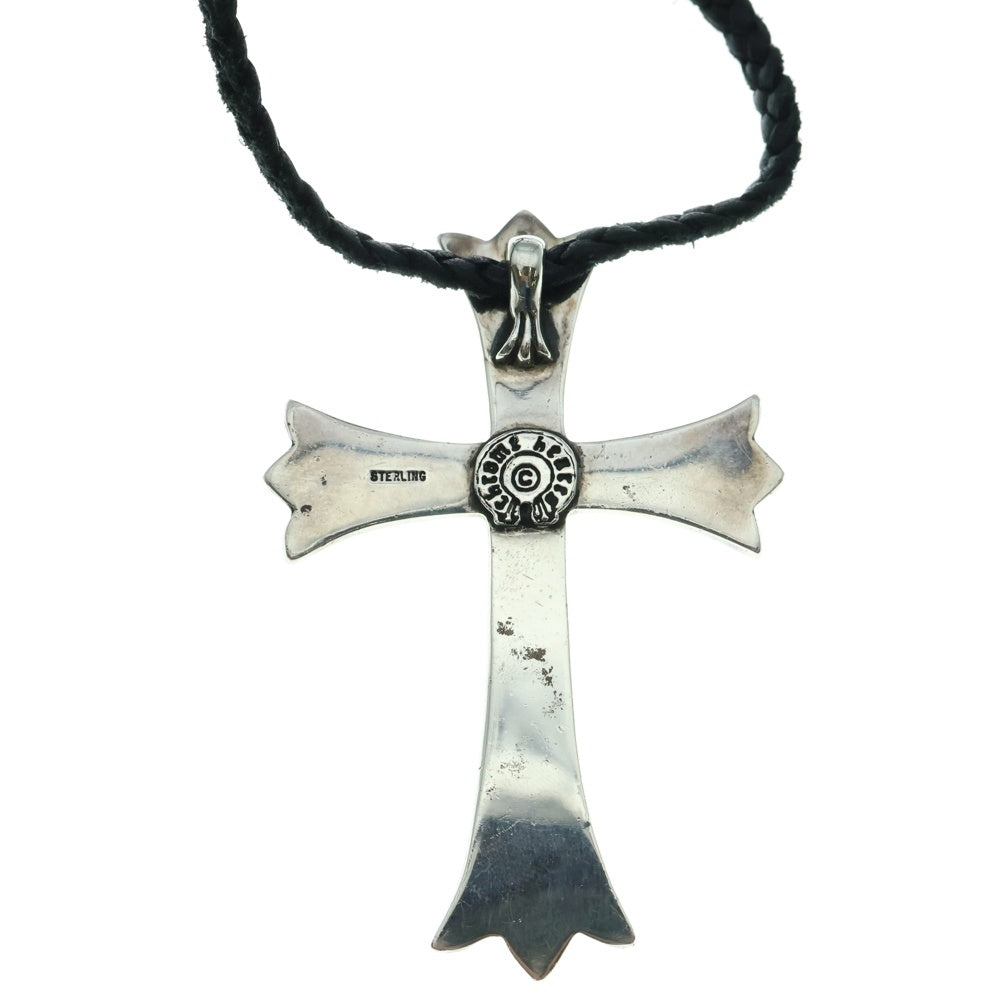 CHROME HEARTS(クロムハーツ) CH CRS LG BC ラージCHクロスペンダント Wボロチップ レザーブレイドネックレス シルバー BCA214