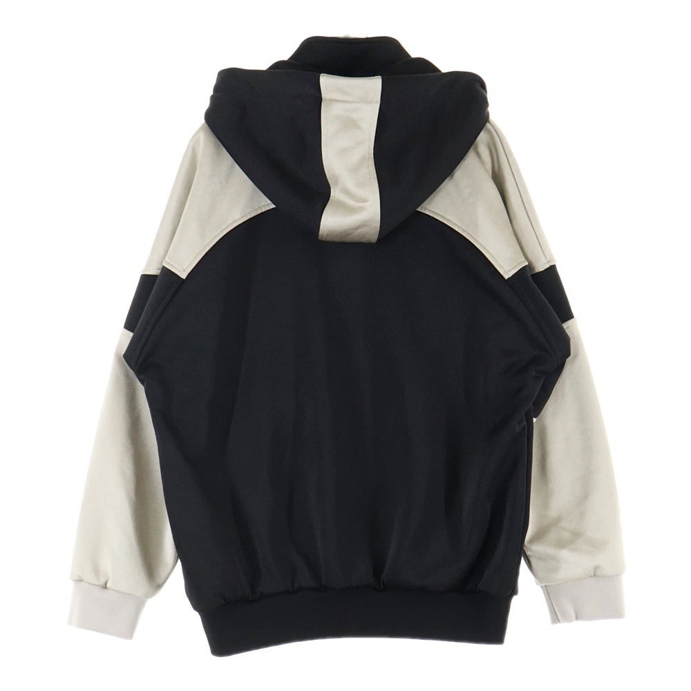 SAINT LAURENT PARIS(サンローランパリ) ロゴ刺繍 バイカラー ジップアップパーカー フーディー ブラック/ホワイト 754100 Y37IT
