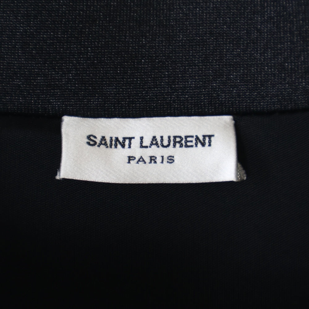 SAINT LAURENT PARIS(サンローランパリ) ロゴ刺繍 バイカラー ジップアップパーカー フーディー ブラック/ホワイト 754100 Y37IT