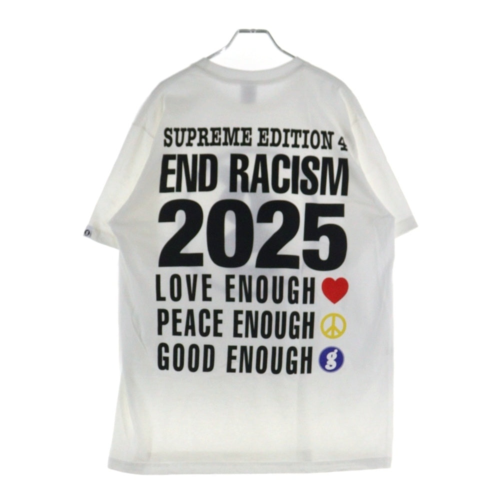 SUPREME(シュプリーム) 25SS × GOODENOUGH End Racism Tee グッドイナフ エンドレイシズム グラフィックプリント クルーネック半袖Tシャツ カットソー ホワイト