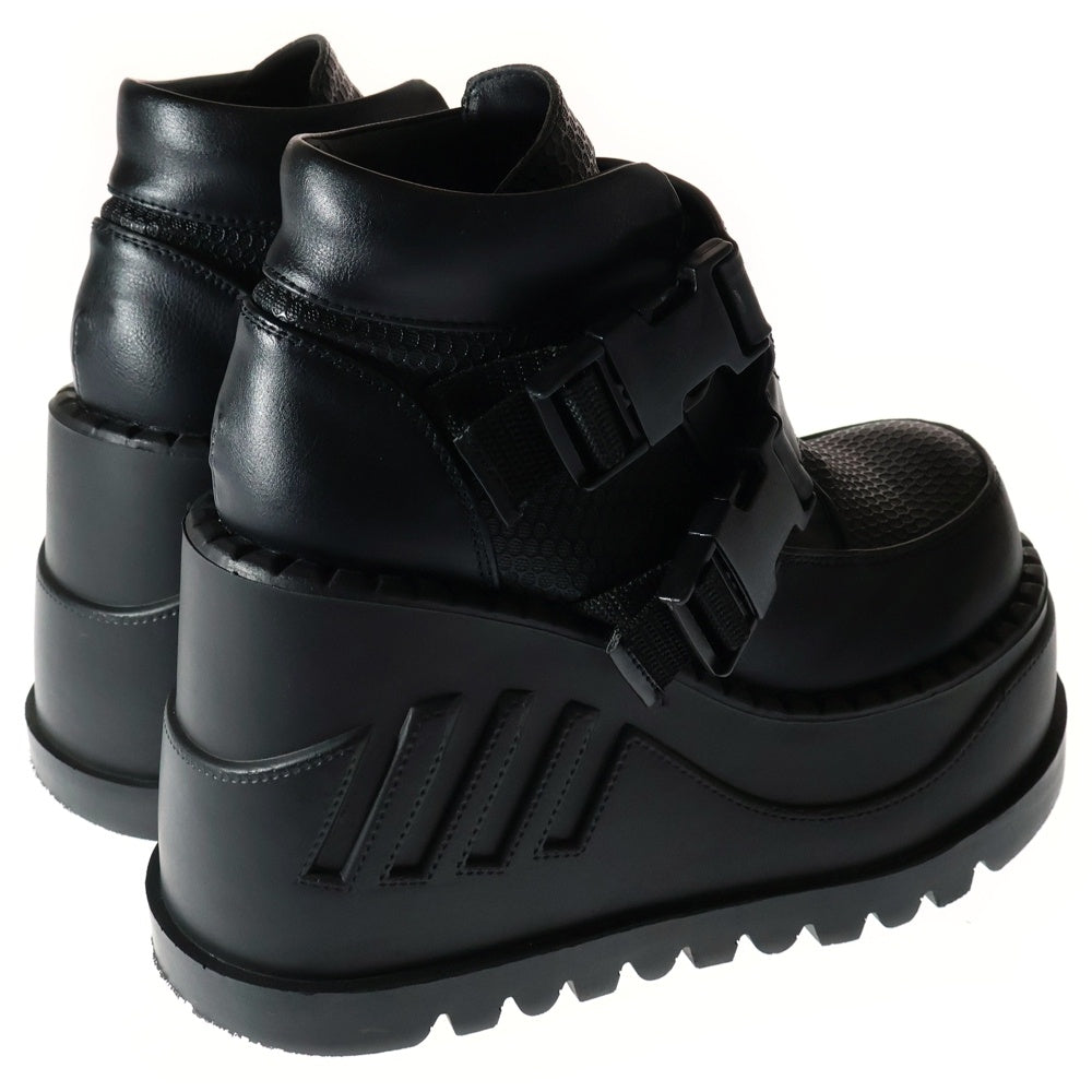 NO BRAND(ノーブランド) DEMONIA デモニア 厚底スニーカー ヒールスニーカー ブーツ ブラック STOMP-15