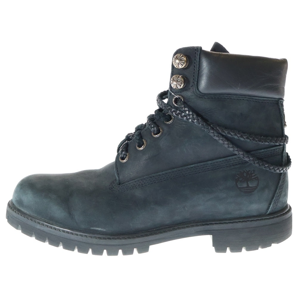 CHROME HEARTS(クロムハーツ) ×Timberland ティンバーランド 6インチ クロスボール ダガー付き シルバー装飾 スエードブーツ ブラック