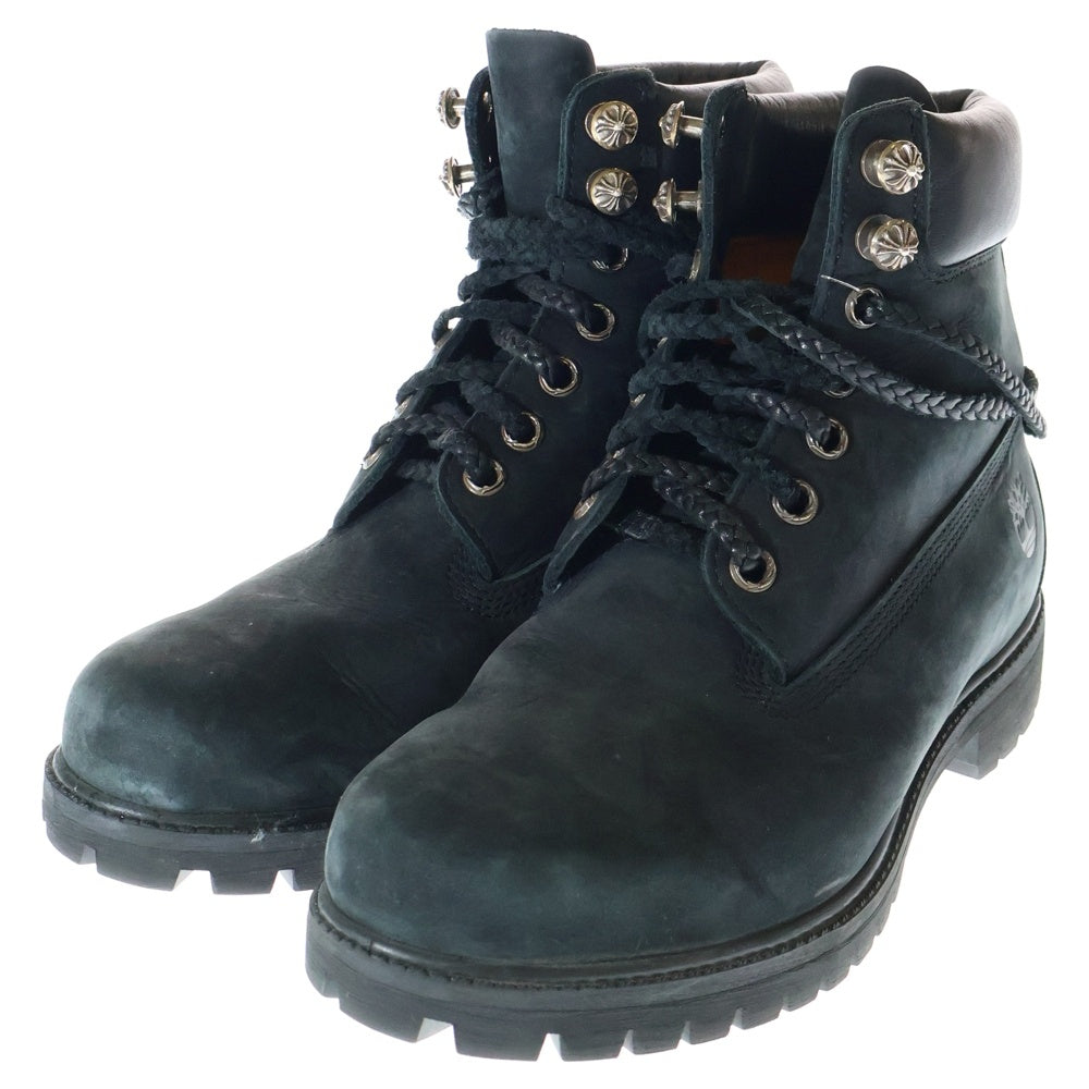 CHROME HEARTS(クロムハーツ) ×Timberland ティンバーランド 6インチ クロスボール ダガー付き シルバー装飾 スエードブーツ ブラック