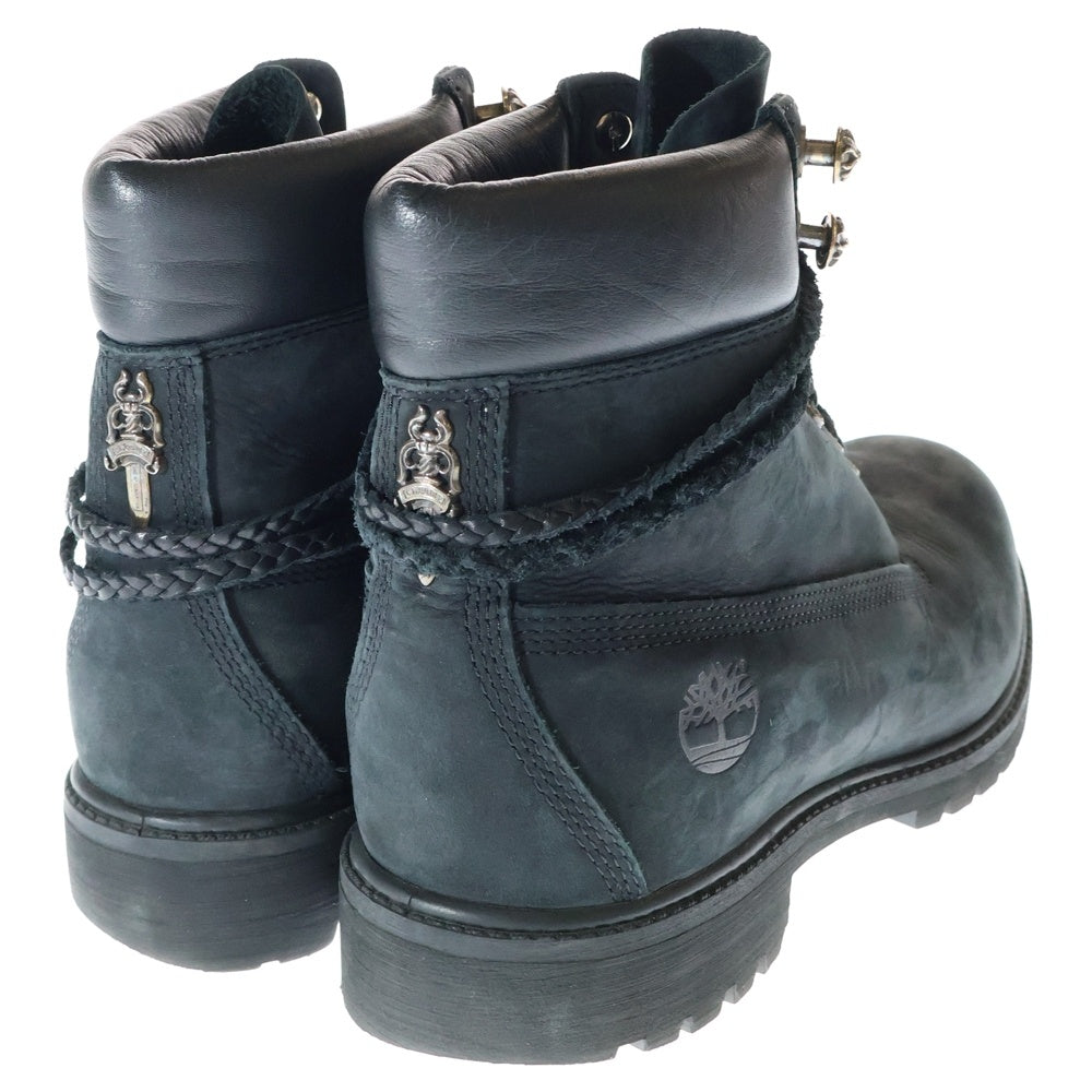 CHROME HEARTS(クロムハーツ) ×Timberland ティンバーランド 6インチ クロスボール ダガー付き シルバー装飾 スエードブーツ ブラック