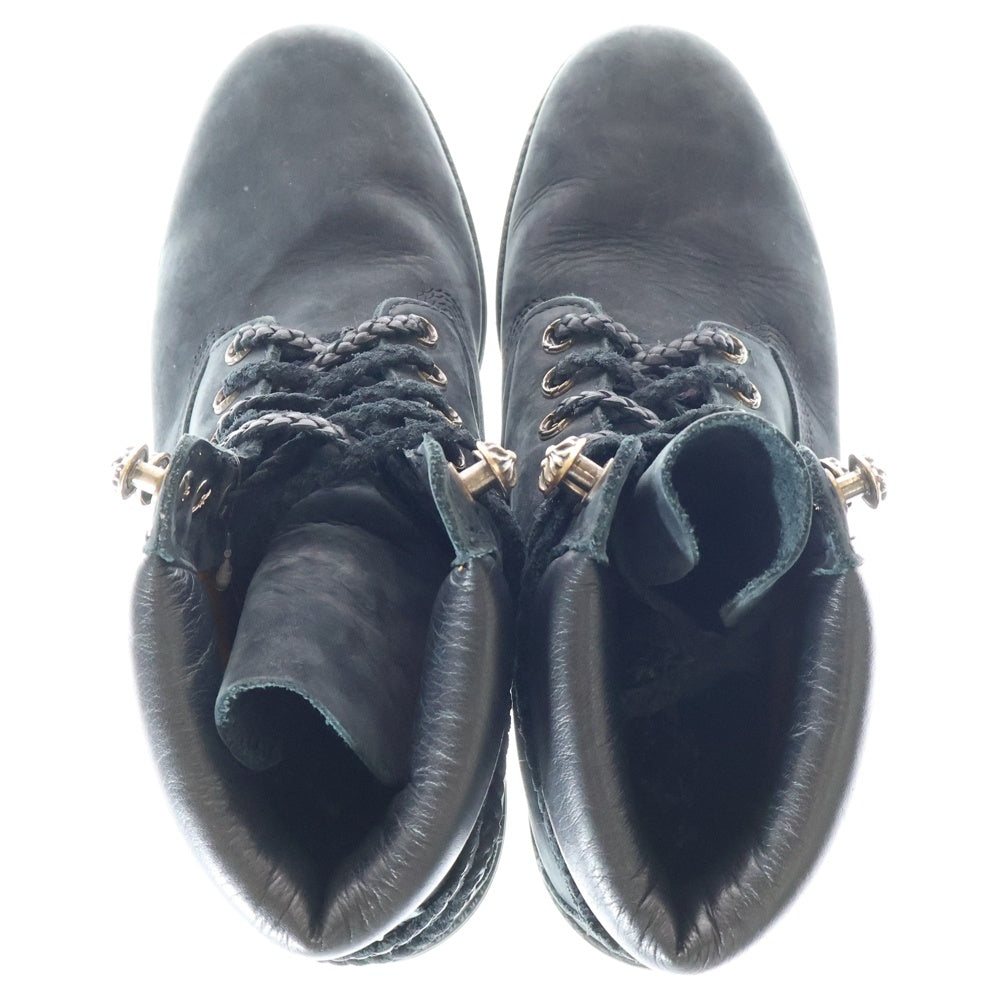 CHROME HEARTS(クロムハーツ) ×Timberland ティンバーランド 6インチ クロスボール ダガー付き シルバー装飾 スエードブーツ ブラック