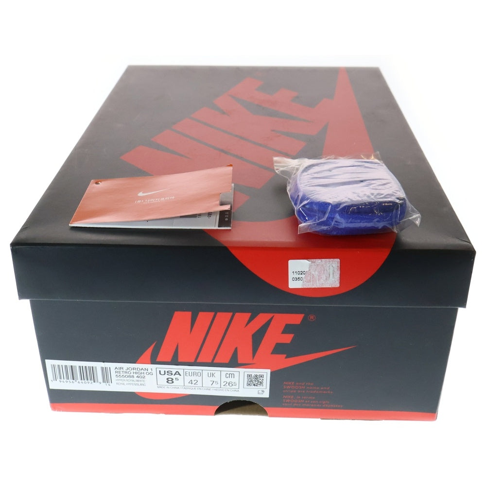 NIKE(ナイキ) AIR JORDAN 1 Hyper Royal エアジョーダン 1 ハイパーロイヤル ハイカットスニーカー ホワイト/ブルー US8.5/26.5cm 555088-402