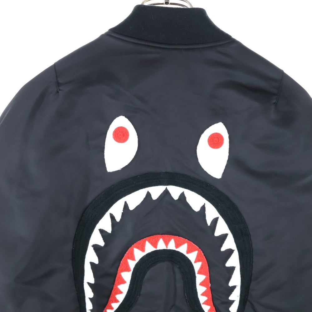 A BATHING APE(アベイシングエイプ) SHARK MA-1 シャークMA-1 ワッペンロゴ フライトジャケット ブラック 001HJK701003M