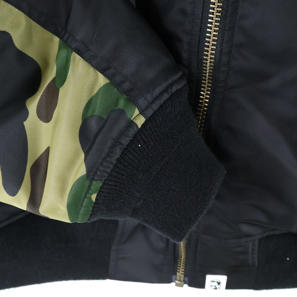 A BATHING APE(アベイシングエイプ) SHARK MA-1 シャークMA-1 ワッペンロゴ フライトジャケット ブラック 001HJK701003M