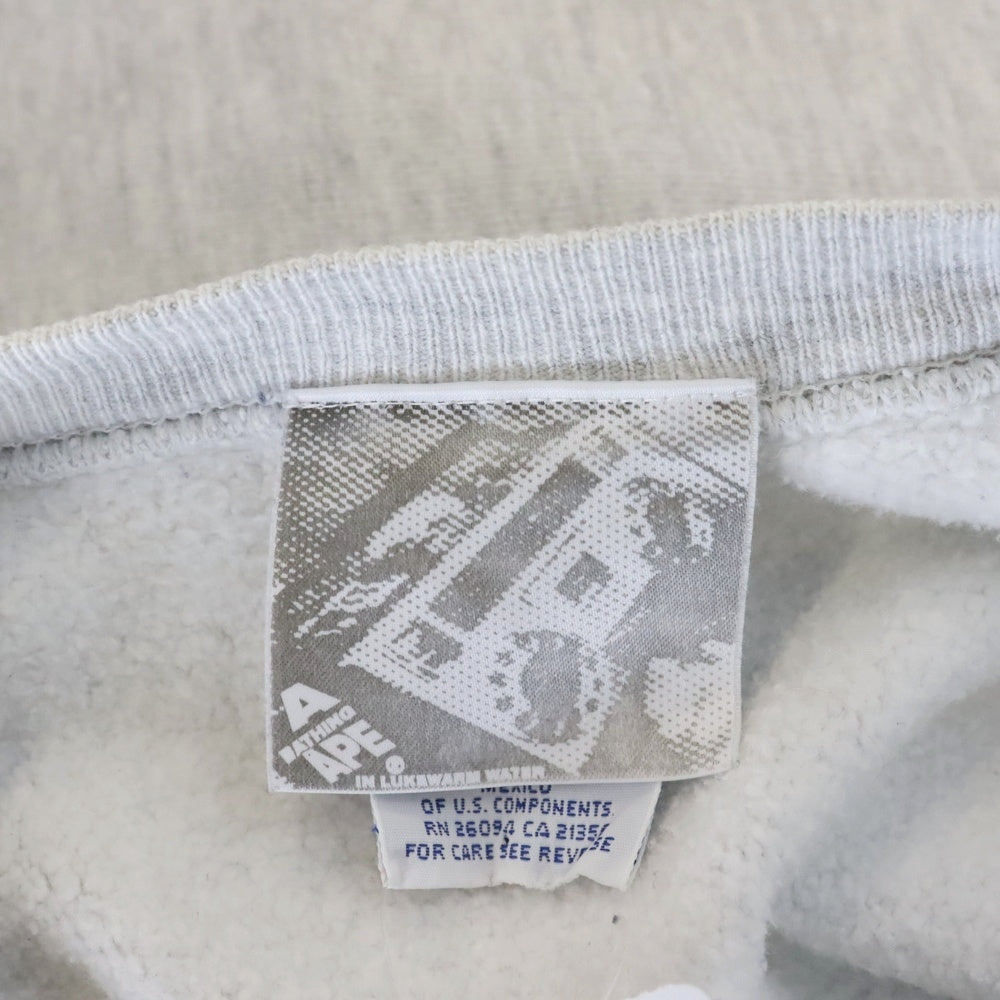 A BATHING APE(アベイシングエイプ) 90s チャンピオン リバースウィーブ プリントロゴ スウェットクルーネックスシャツ ラジカセタグ グレー