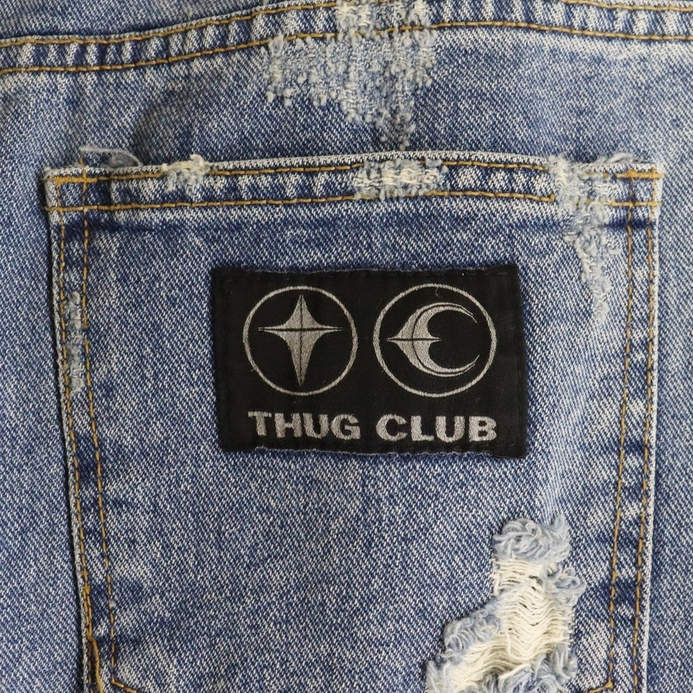 THUG CLUB(サグクラブ) 24AWダメージ加工トライバルデニムパンツデニムパンツ インディゴ TC24PT2101