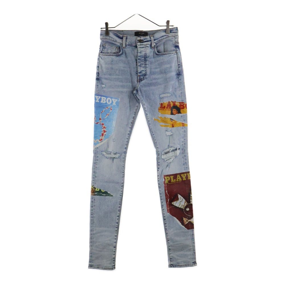 AMIRI(アミリ) ×PLAYBOY MAGAZINE JEANS スキ二ーデニムパンツ マガジン ジーンズ ブラック