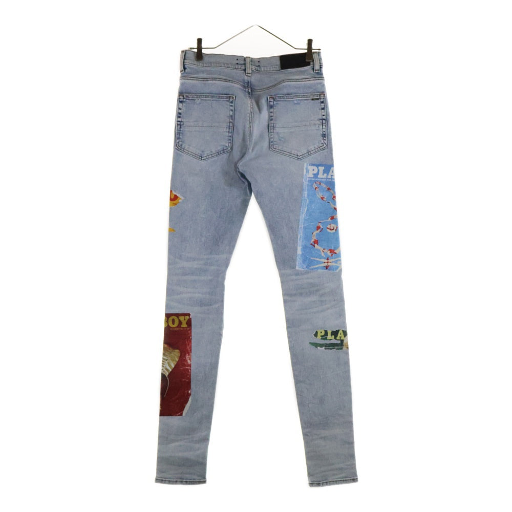 AMIRI(アミリ) ×PLAYBOY MAGAZINE JEANS スキ二ーデニムパンツ マガジン ジーンズ ブラック