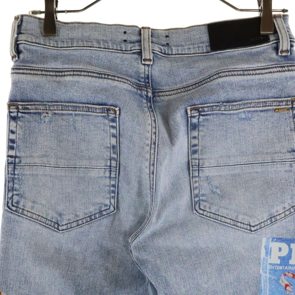 AMIRI(アミリ) ×PLAYBOY MAGAZINE JEANS スキ二ーデニムパンツ マガジン ジーンズ ブラック