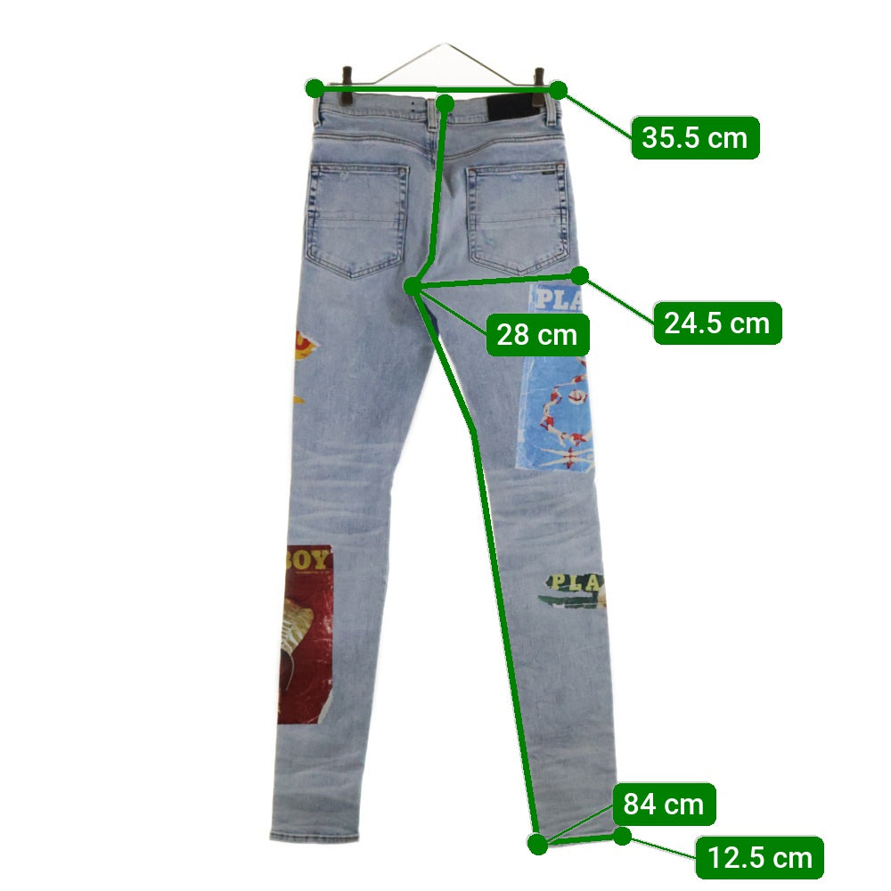 AMIRI(アミリ) ×PLAYBOY MAGAZINE JEANS スキ二ーデニムパンツ マガジン ジーンズ ブラック