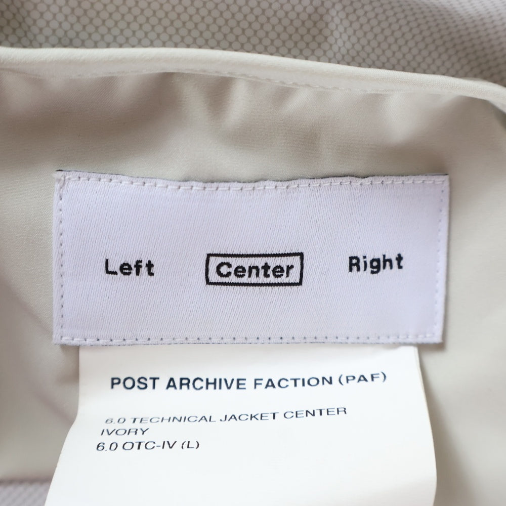 POST ARCHIVE FACTION(ポストアーカイブファクション) 6.0 TECHNICAL JACKET CENTER テックナイロンジャケット クリーム 6.0OTC-IV