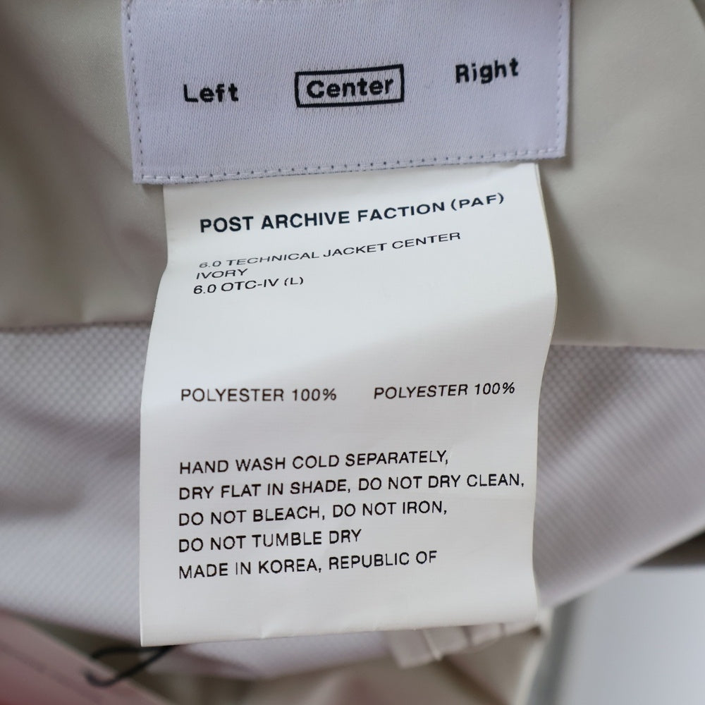 POST ARCHIVE FACTION(ポストアーカイブファクション) 6.0 TECHNICAL JACKET CENTER テックナイロンジャケット クリーム 6.0OTC-IV