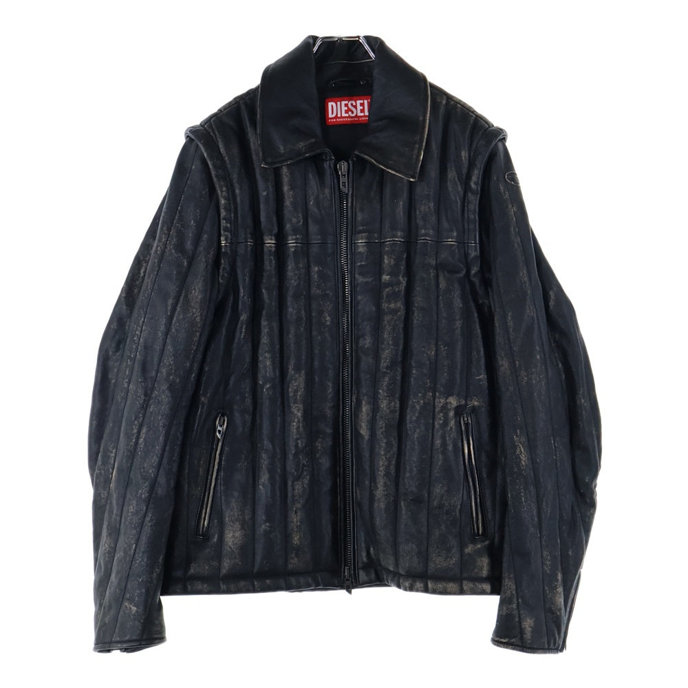 DIESEL(ディーゼル) L-Albert ペイント加工2WAYレザージャケット ブラック A15865