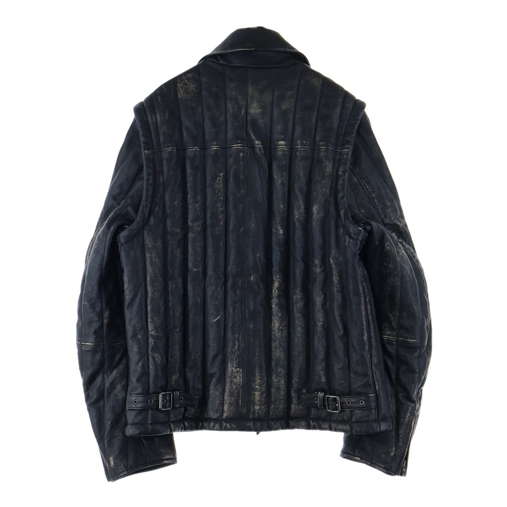 DIESEL(ディーゼル) L-Albert ペイント加工2WAYレザージャケット ブラック A15865