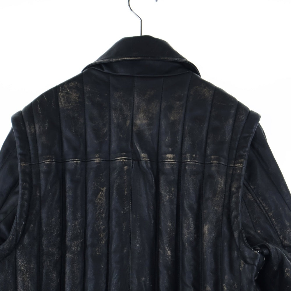 DIESEL(ディーゼル) L-Albert ペイント加工2WAYレザージャケット ブラック A15865