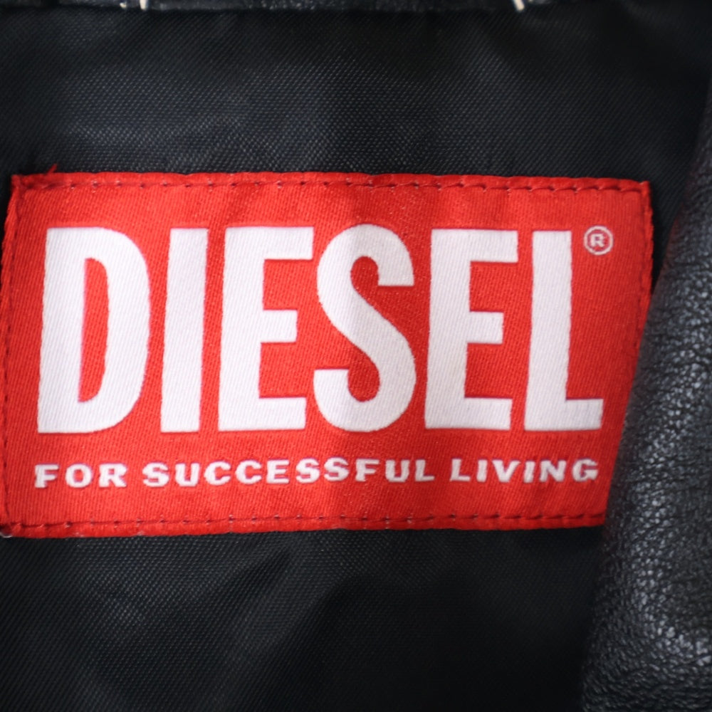 DIESEL(ディーゼル) L-Albert ペイント加工2WAYレザージャケット ブラック A15865