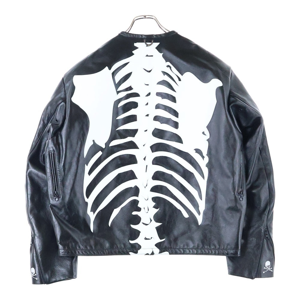 mastermind JAPAN(マスターマインドジャパン) ×VANSON LEATHER JACKET BONE ヴァンソン ボーンレザージャケット ブラック/ホワイト MW24C13ーBL100