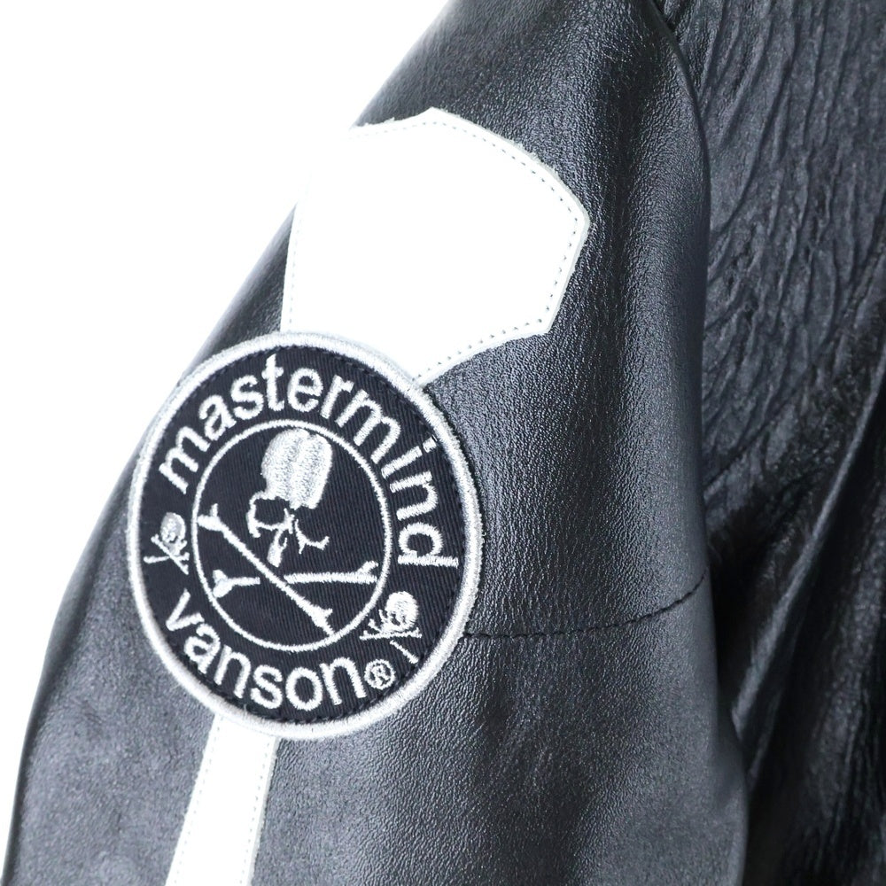 mastermind JAPAN(マスターマインドジャパン) ×VANSON LEATHER JACKET BONE ヴァンソン ボーンレザージャケット ブラック/ホワイト MW24C13ーBL100