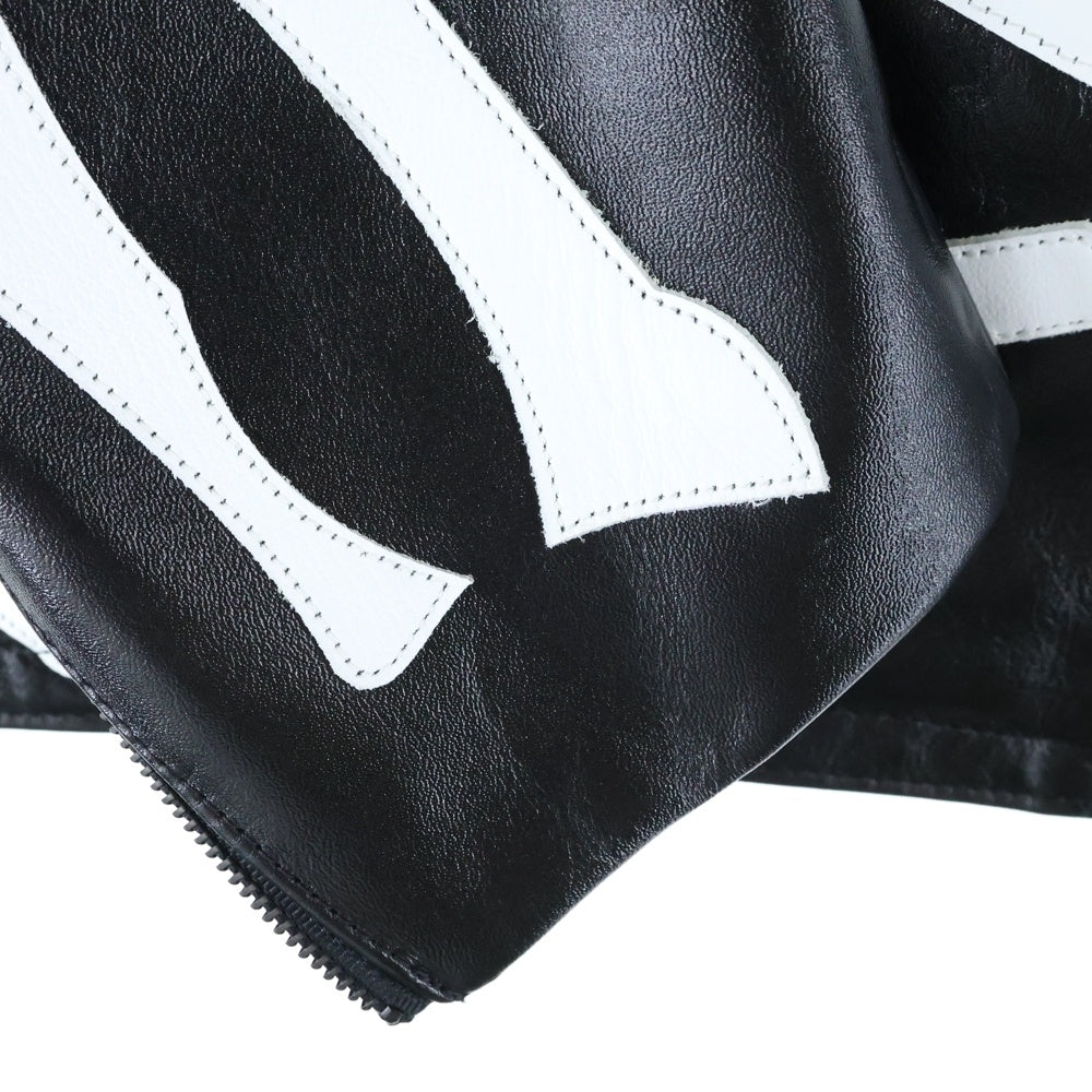 mastermind JAPAN(マスターマインドジャパン) ×VANSON LEATHER JACKET BONE ヴァンソン ボーンレザージャケット ブラック/ホワイト MW24C13ーBL100