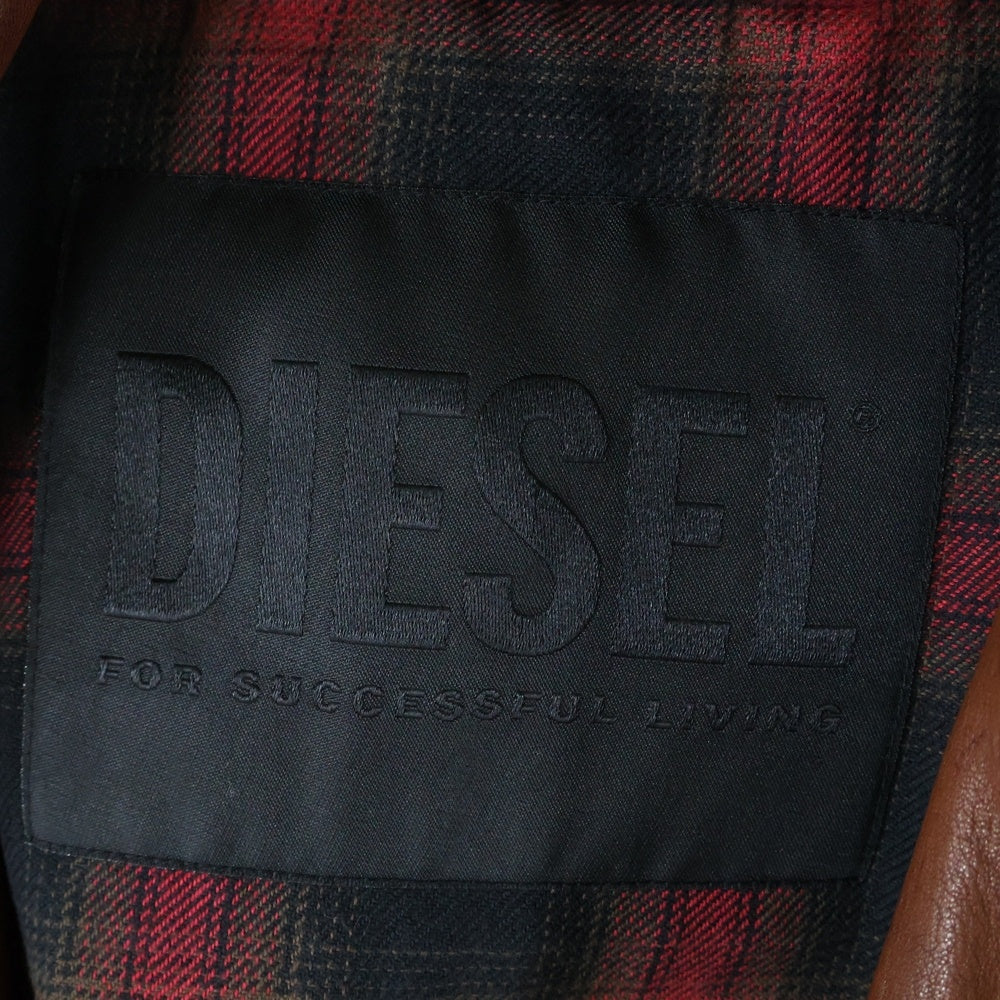 DIESEL(ディーゼル) フックボタンレザージャケット ブラウン A00116