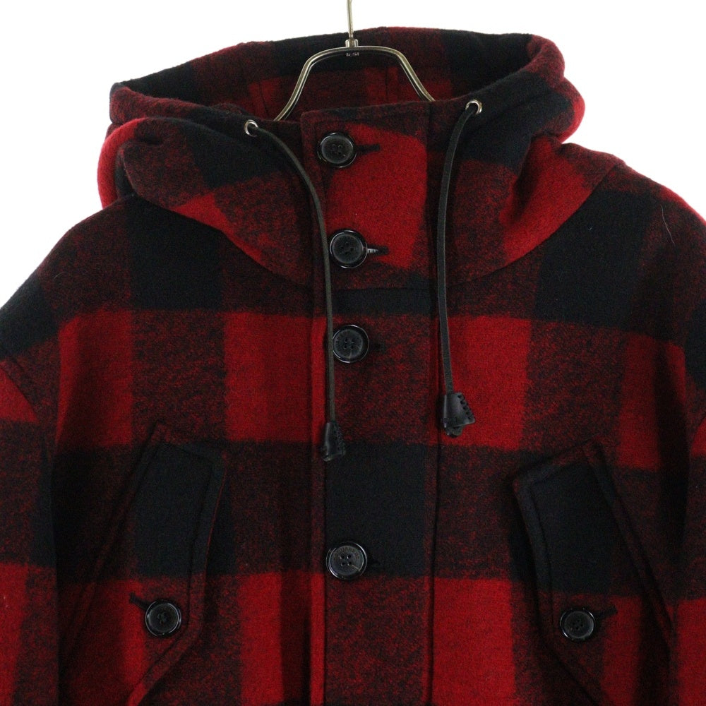 DSQUARED2(ディースクエアード) Canada Check Bomber バックプリント チェック柄 フーディーボンバージャケット レッド/ブラック S74AM1186