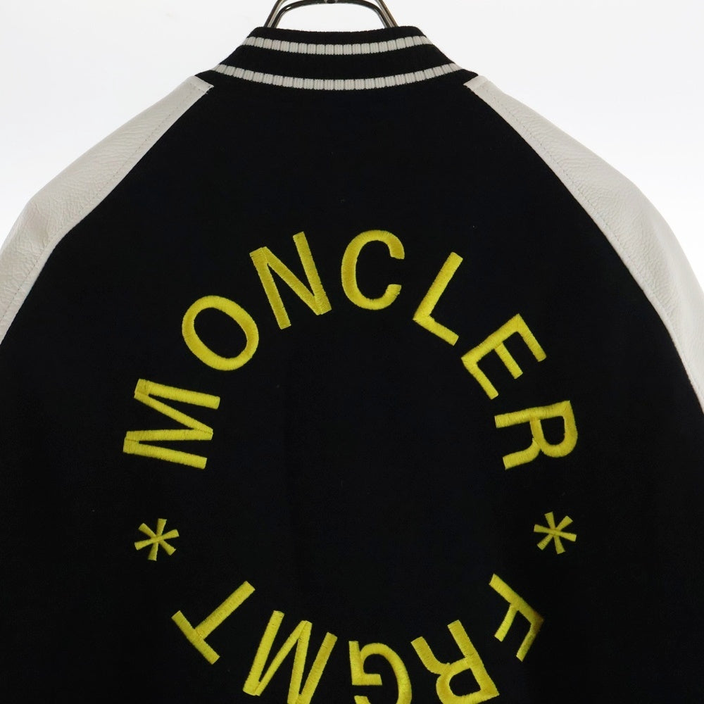 MONCLER(モンクレール) 23AW ×FRGMT CELSIA GUIBBOTTO フラグメント セルシア フラワーエンブロイダリー 袖レザー ダウン ボンバージャケット スタジャン I209U1A00007
