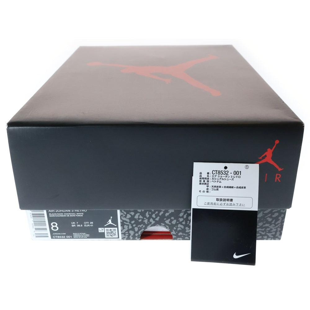 NIKE(ナイキ) AIR JORDAN 3 RETRO BLACK CAT CT8532-001 エアジョーダン3 レトロ ブラックキャット ハイカットスニーカー ブラック US8/26cm