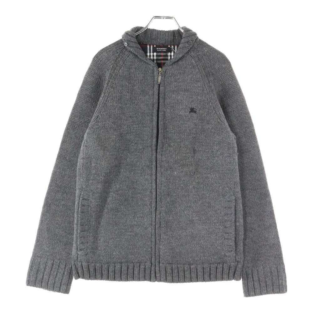 BURBERRY BLACK LABEL(バーバリー ブラックレーベル) ニットブルゾン ウールジャケット 裏地チェック グレー BMT34-320-07