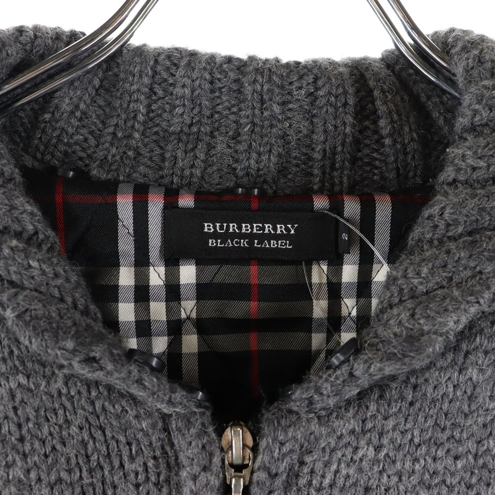 BURBERRY BLACK LABEL(バーバリー ブラックレーベル) ニットブルゾン ウールジャケット 裏地チェック グレー BMT34-320-07