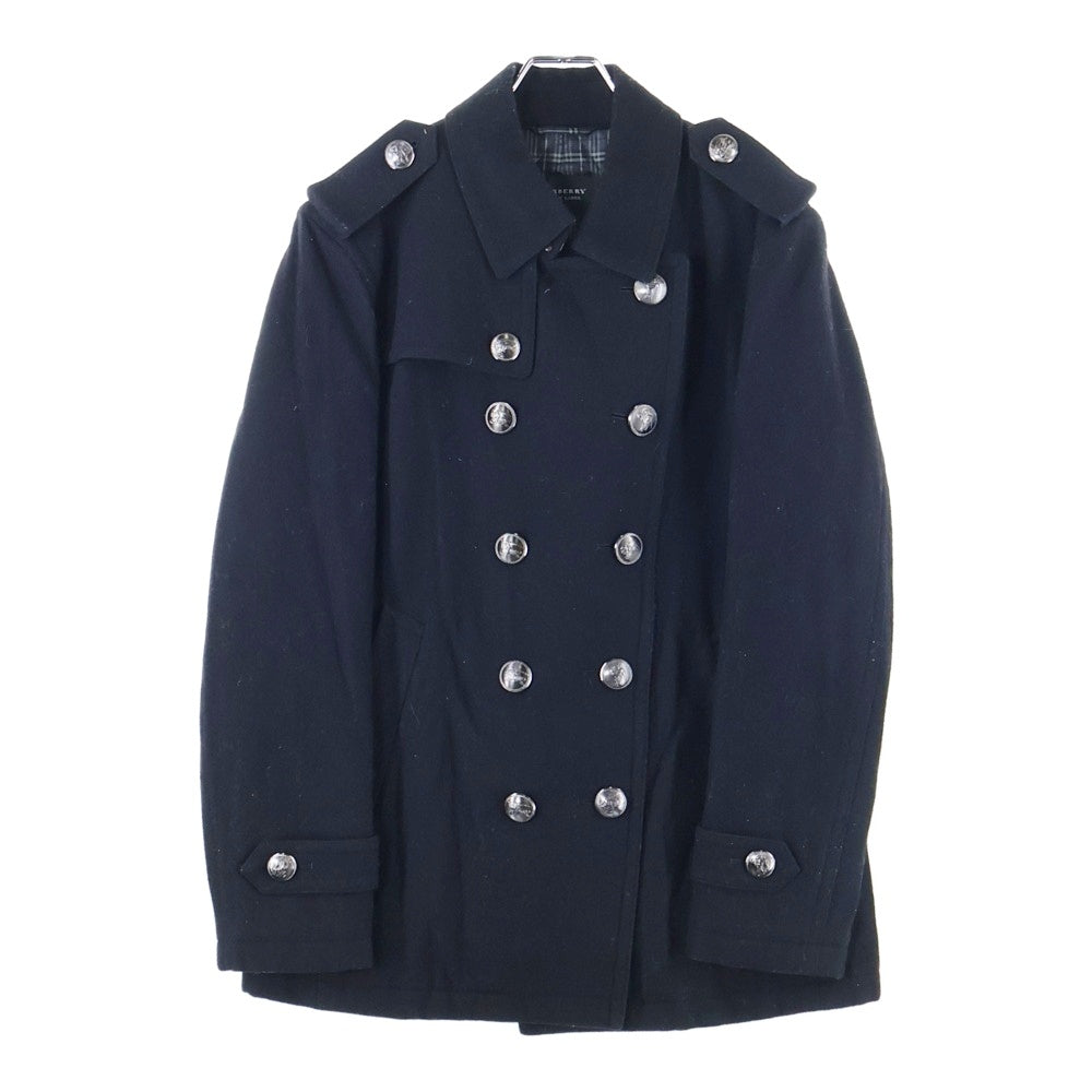 BURBERRY BLACK LABEL(バーバリー ブラックレーベル) ナポレオンコート Pコート ウール メタルボタン 裏地チェック ブラック D1F53-453-09