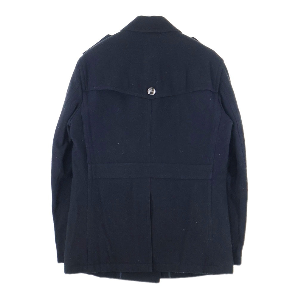 BURBERRY BLACK LABEL(バーバリー ブラックレーベル) ナポレオンコート Pコート ウール メタルボタン 裏地チェック ブラック D1F53-453-09