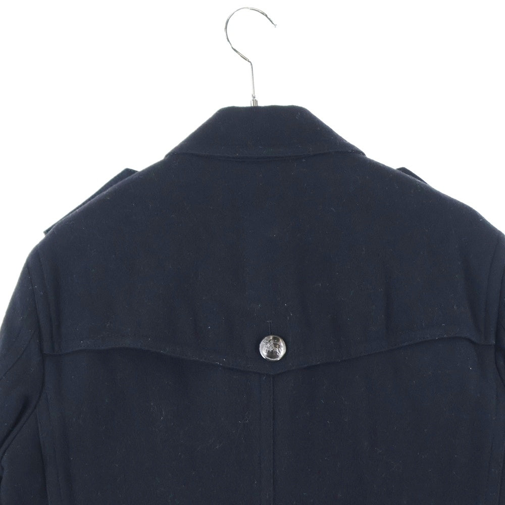 BURBERRY BLACK LABEL(バーバリー ブラックレーベル) ナポレオンコート Pコート ウール メタルボタン 裏地チェック ブラック D1F53-453-09