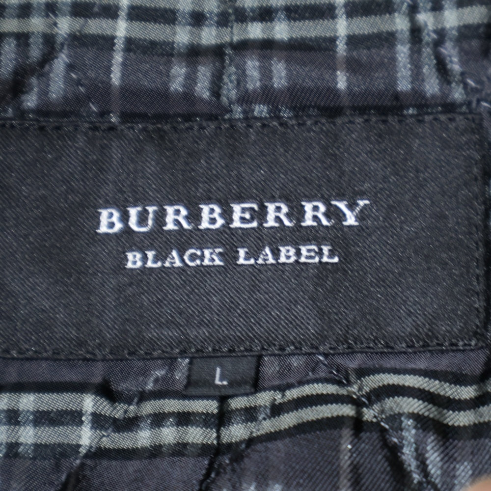 BURBERRY BLACK LABEL(バーバリー ブラックレーベル) ナポレオンコート Pコート ウール メタルボタン 裏地チェック ブラック D1F53-453-09