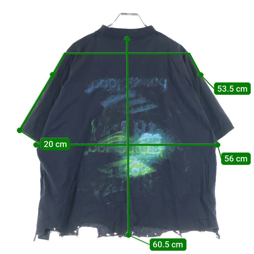BALENCIAGA(バレンシアガ) DIY IMPRINT CROPPED ダメージ加工 プリント 半袖Tシャツ カットソー ブラック 783399 TSVB4
